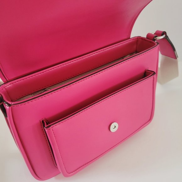 Michael Kors Bradshaw Medium Pocket Messenger Crossbody Handbag Dragonfruit - Picture 7 of 8